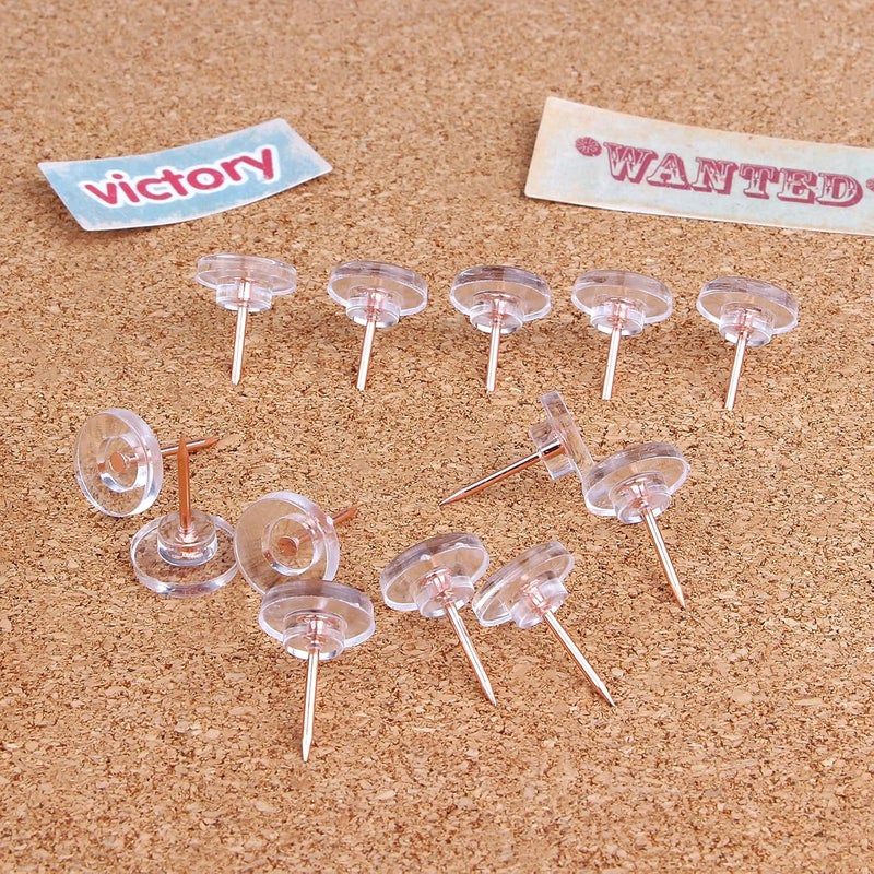 Yalis Push Pins 200-count Flat Rosegold Thumb Tacks Steel Point and Plastic Head for Corkboard and Wooden Photo Wall - Image 4